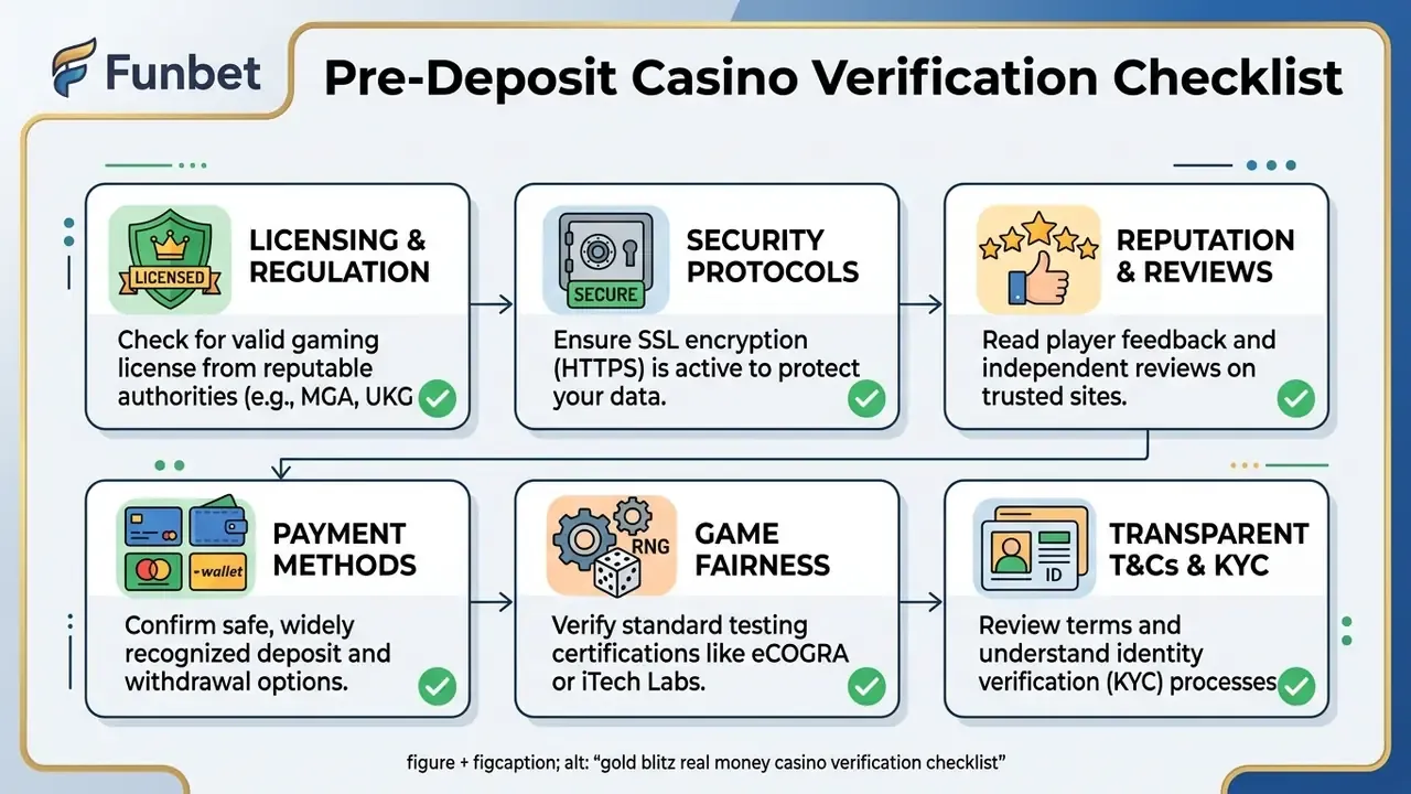 gold blitz real money casino verification checklist